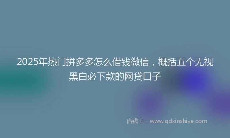 2025年热门拼多多怎么借钱微信，概括五个无视黑白必下款的网贷口子