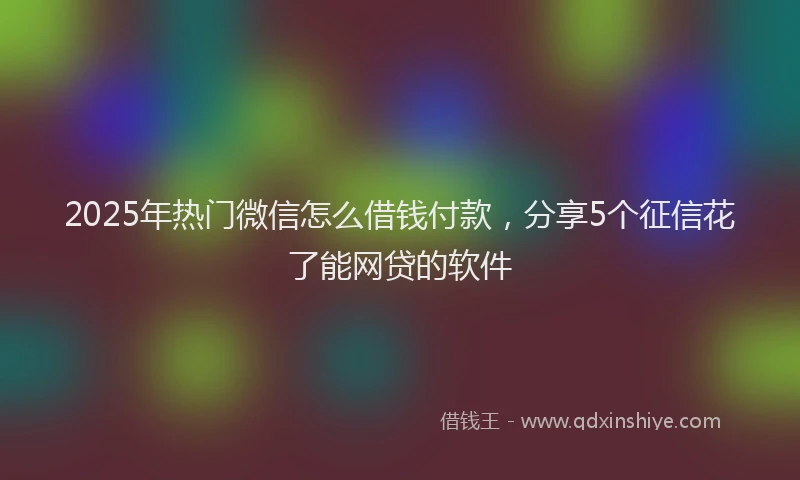 2025年热门微信怎么借钱付款，分享5个征信花了能网贷的软件