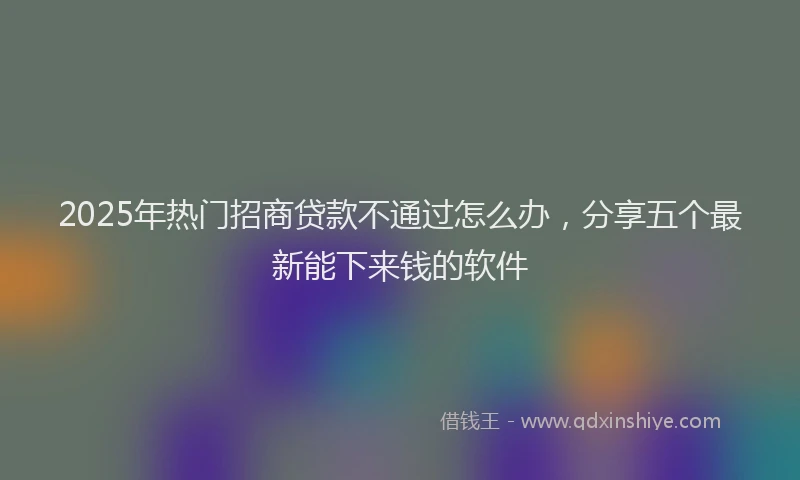2025年热门招商贷款不通过怎么办，分享五个最新能下来钱的软件