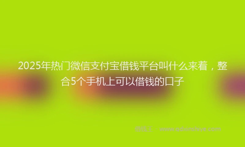 2025年热门微信支付宝借钱平台叫什么来着，整合5个手机上可以借钱的口子