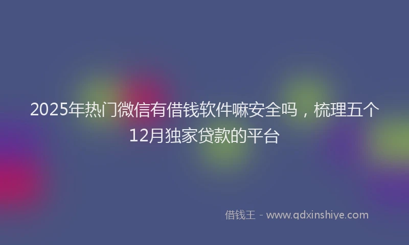 2025年热门微信有借钱软件嘛安全吗，梳理五个12月独家贷款的平台
