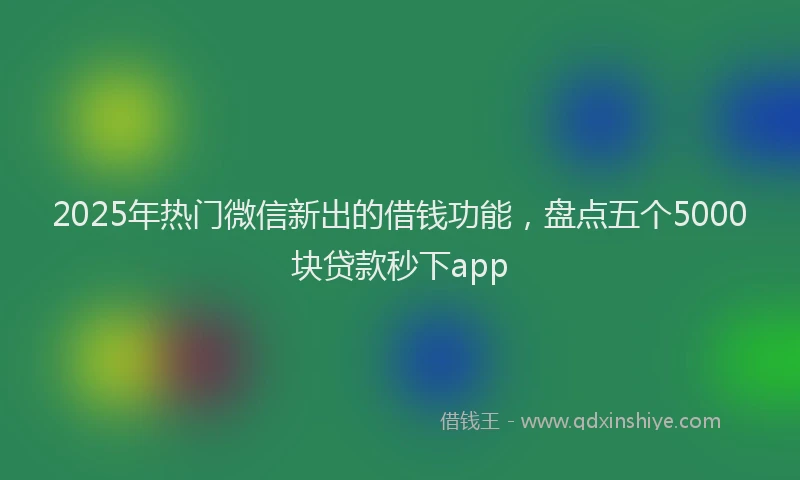 2025年热门微信新出的借钱功能，盘点五个5000块贷款秒下app