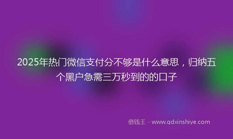 2025年热门微信支付分不够是什么意思，归纳五个黑户急需三万秒到的的口子