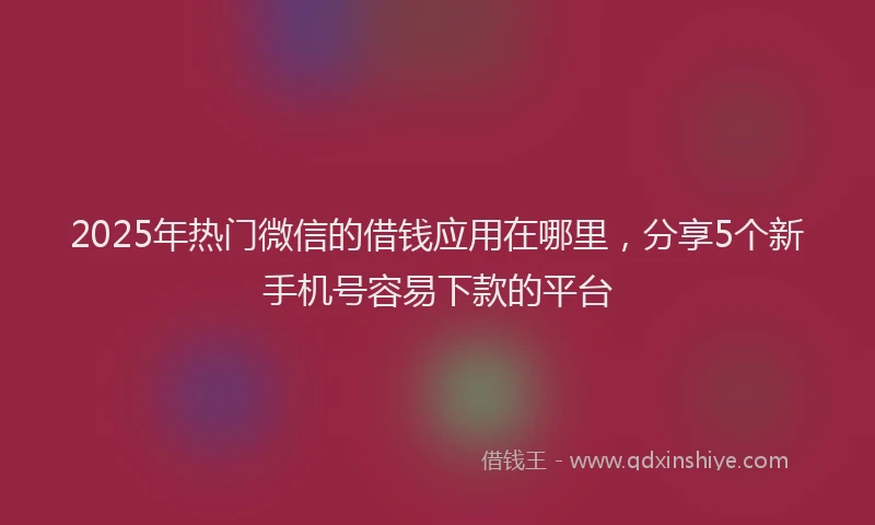 2025年热门微信的借钱应用在哪里，分享5个新手机号容易下款的平台