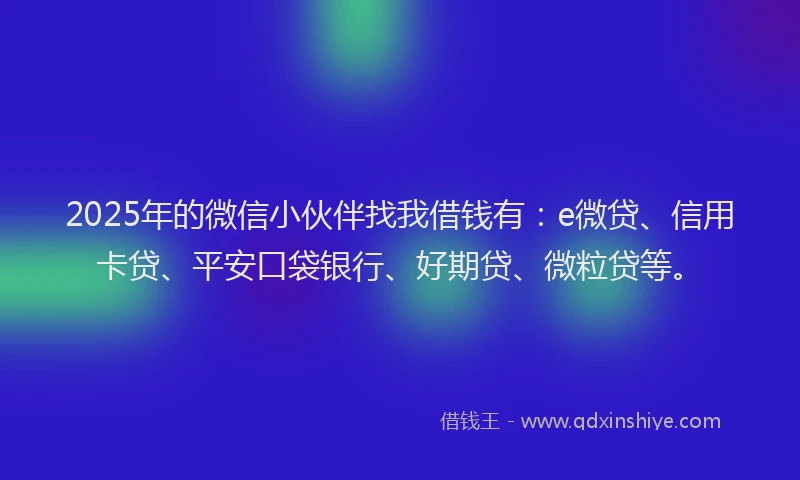 2025年的微信小伙伴找我借钱有：e微贷、信用卡贷、平安口袋银行、好期贷、微粒贷等。