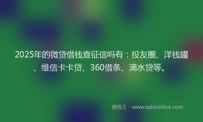 2025年的微贷借钱查征信吗有：投友圈、洋钱罐、维信卡卡贷、360借条、滴水贷等。
