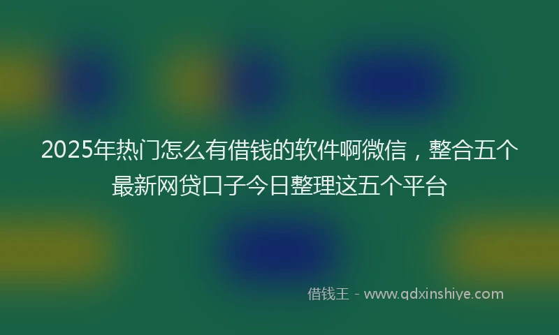 2025年热门怎么有借钱的软件啊微信，整合五个最新网贷口子今日整理这五个平台
