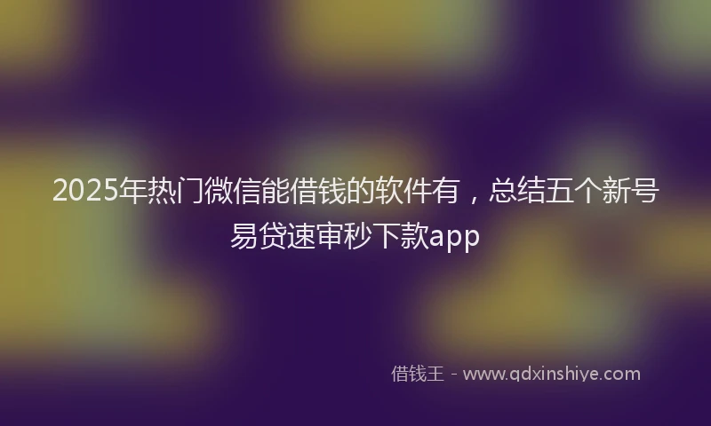 2025年热门微信能借钱的软件有，总结五个新号易贷速审秒下款app