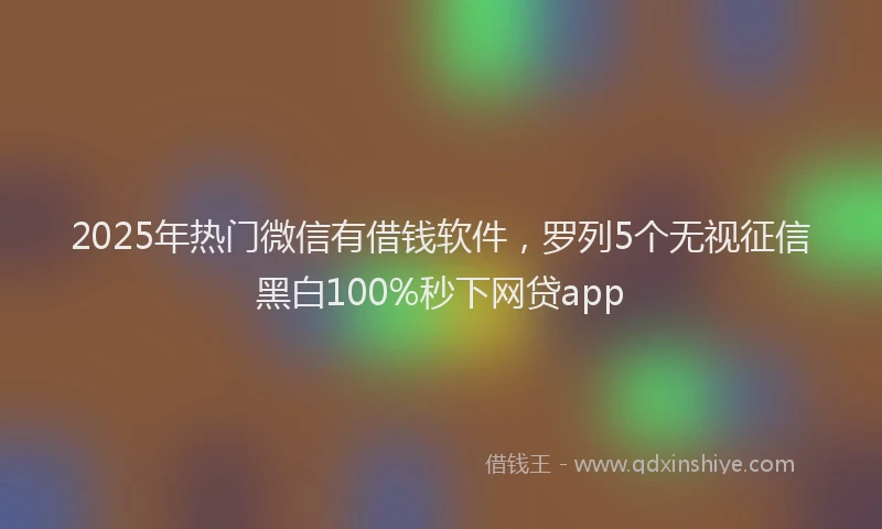 2025年热门微信有借钱软件，罗列5个无视征信黑白100%秒下网贷app