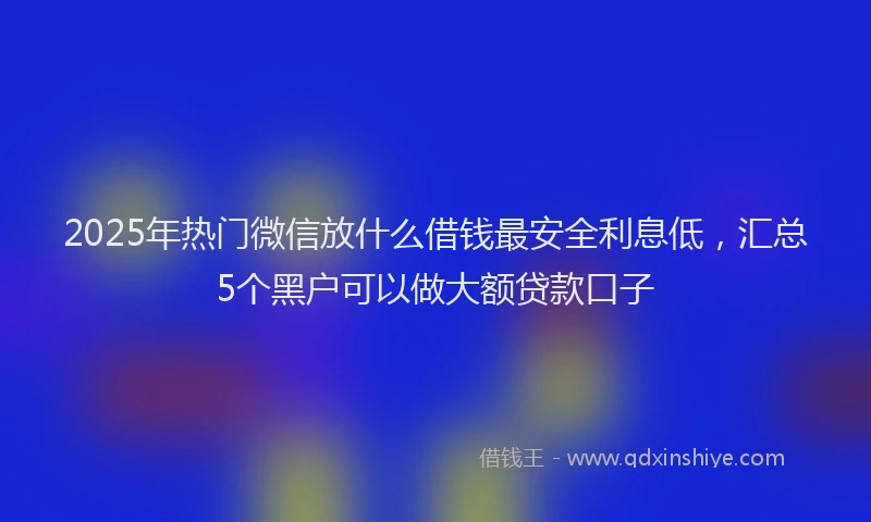 2025年热门微信放什么借钱最安全利息低，汇总5个黑户可以做大额贷款口子