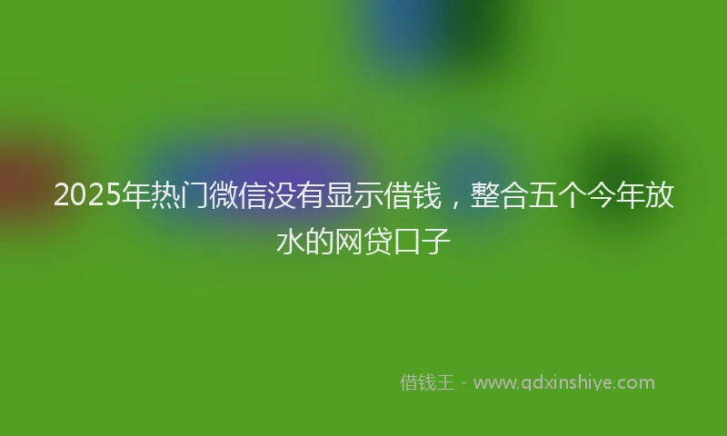 2025年热门微信没有显示借钱，整合五个今年放水的网贷口子
