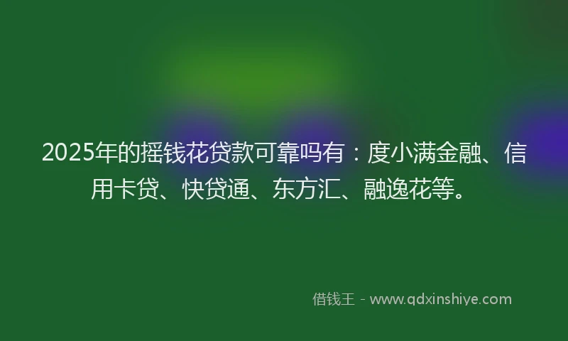 2025年的摇钱花贷款可靠吗有：度小满金融、信用卡贷、快贷通、东方汇、融逸花等。