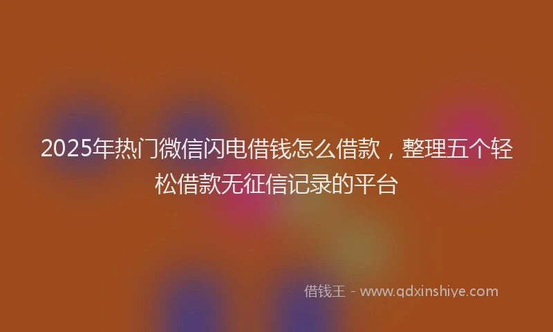 2025年热门微信闪电借钱怎么借款，整理五个轻松借款无征信记录的平台