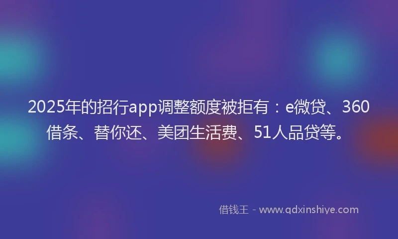 2025年的招行app调整额度被拒有：e微贷、360借条、替你还、美团生活费、51人品贷等。