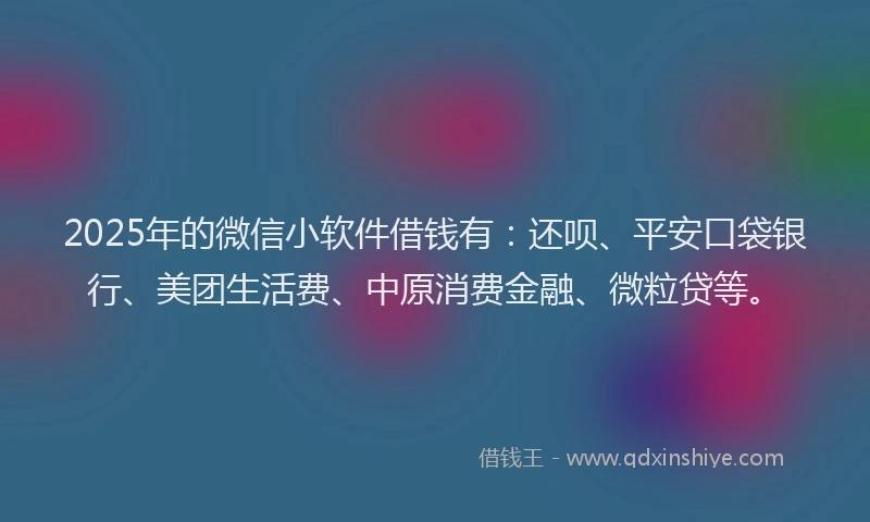 2025年的微信小软件借钱有：还呗、平安口袋银行、美团生活费、中原消费金融、微粒贷等。