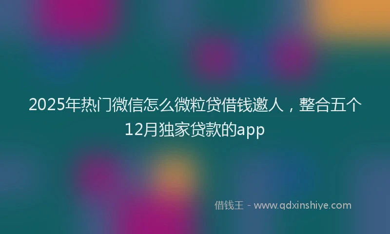 2025年热门微信怎么微粒贷借钱邀人，整合五个12月独家贷款的app