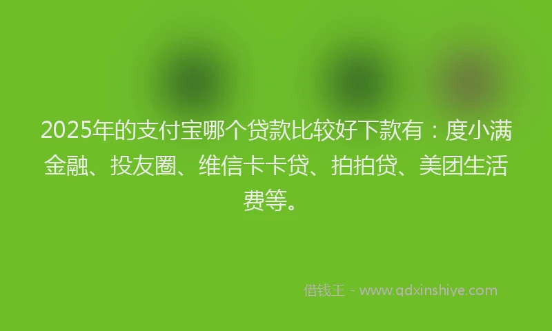 2025年的支付宝哪个贷款比较好下款有：度小满金融、投友圈、维信卡卡贷、拍拍贷、美团生活费等。