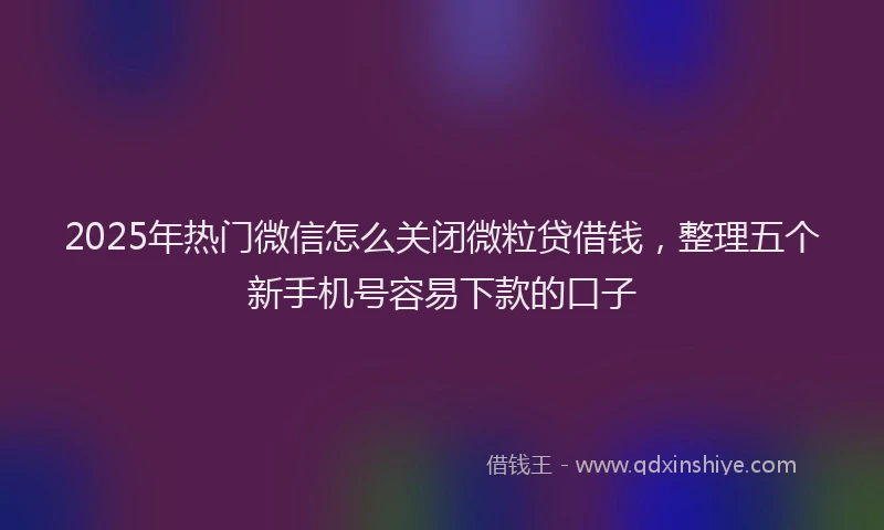 2025年热门微信怎么关闭微粒贷借钱，整理五个新手机号容易下款的口子