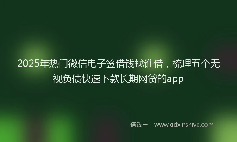 2025年热门微信电子签借钱找谁借，梳理五个无视负债快速下款长期网贷的app