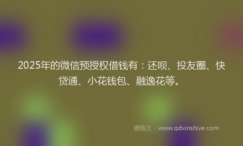 2025年的微信预授权借钱有：还呗、投友圈、快贷通、小花钱包、融逸花等。