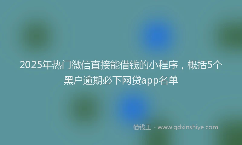 2025年热门微信直接能借钱的小程序，概括5个黑户逾期必下网贷app名单