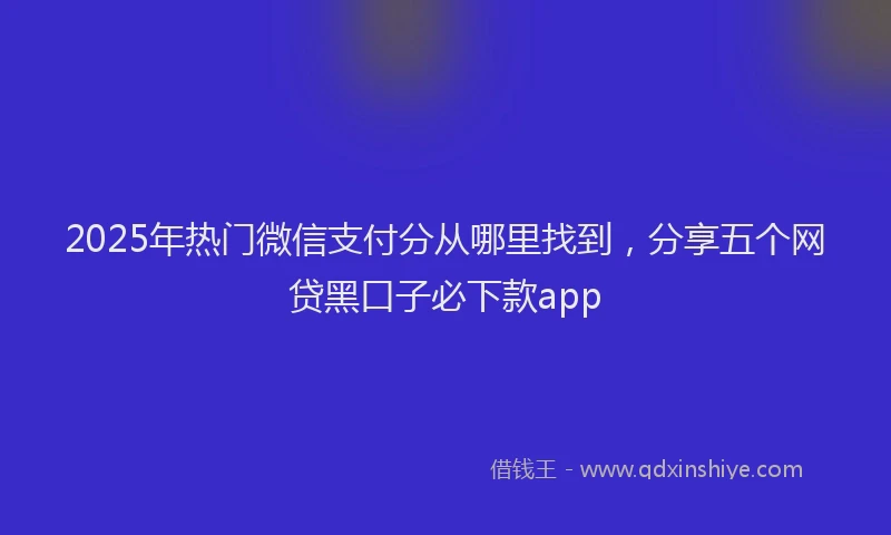 2025年热门微信支付分从哪里找到，分享五个网贷黑口子必下款app