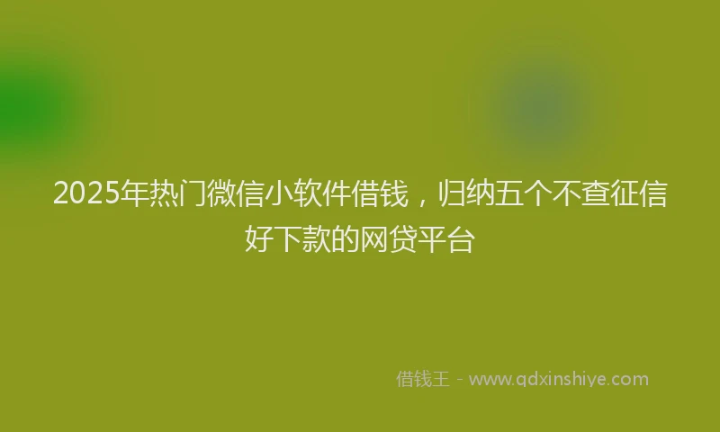 2025年热门微信小软件借钱，归纳五个不查征信好下款的网贷平台