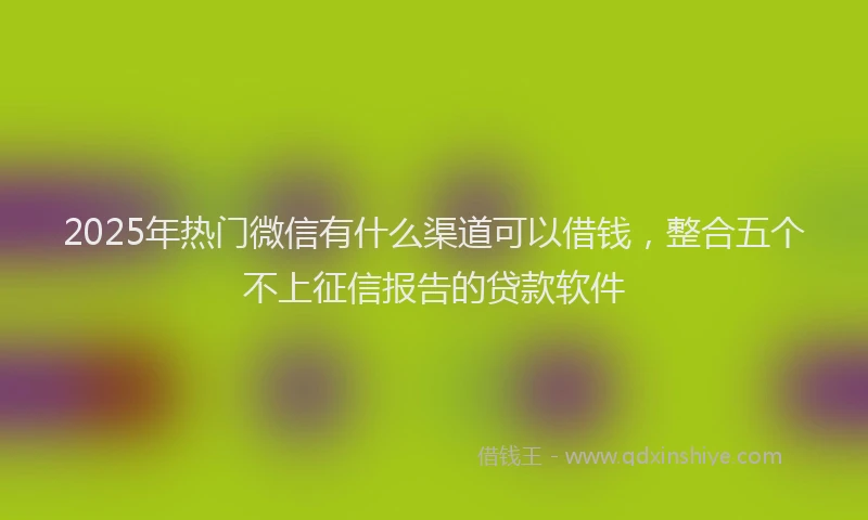 2025年热门微信有什么渠道可以借钱，整合五个不上征信报告的贷款软件