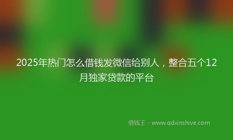 2025年热门怎么借钱发微信给别人，整合五个12月独家贷款的平台