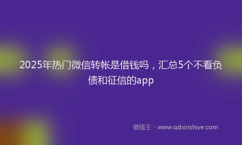 2025年热门微信转帐是借钱吗，汇总5个不看负债和征信的app