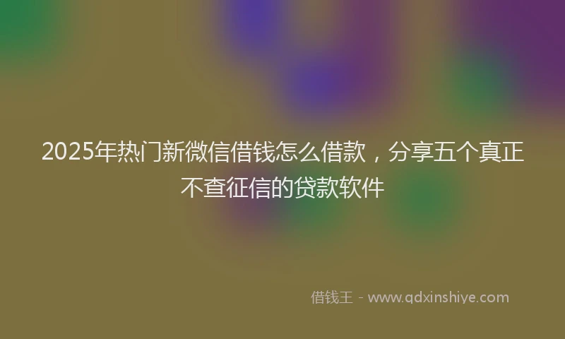 2025年热门新微信借钱怎么借款，分享五个真正不查征信的贷款软件