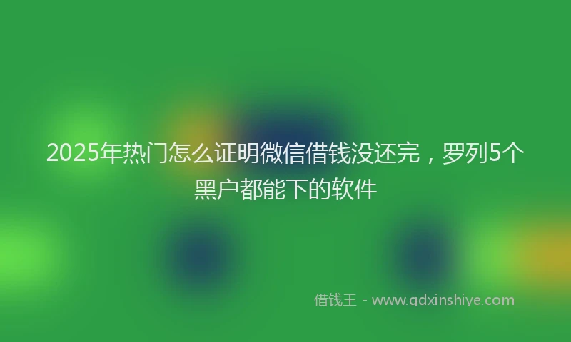2025年热门怎么证明微信借钱没还完，罗列5个黑户都能下的软件
