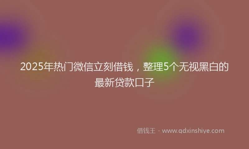 2025年热门微信立刻借钱，整理5个无视黑白的最新贷款口子