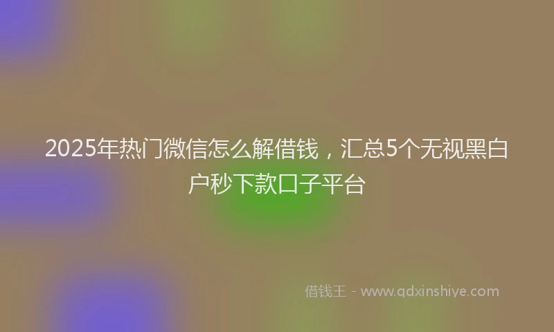 2025年热门微信怎么解借钱，汇总5个无视黑白户秒下款口子平台