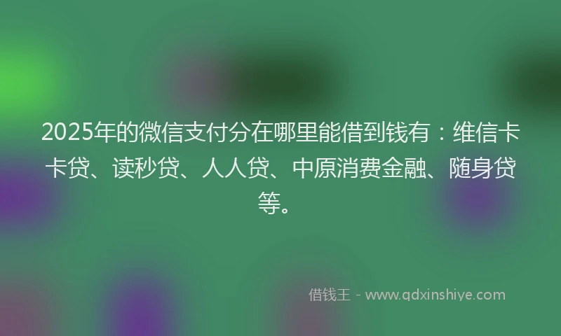 2025年的微信支付分在哪里能借到钱有：维信卡卡贷、读秒贷、人人贷、中原消费金融、随身贷等。