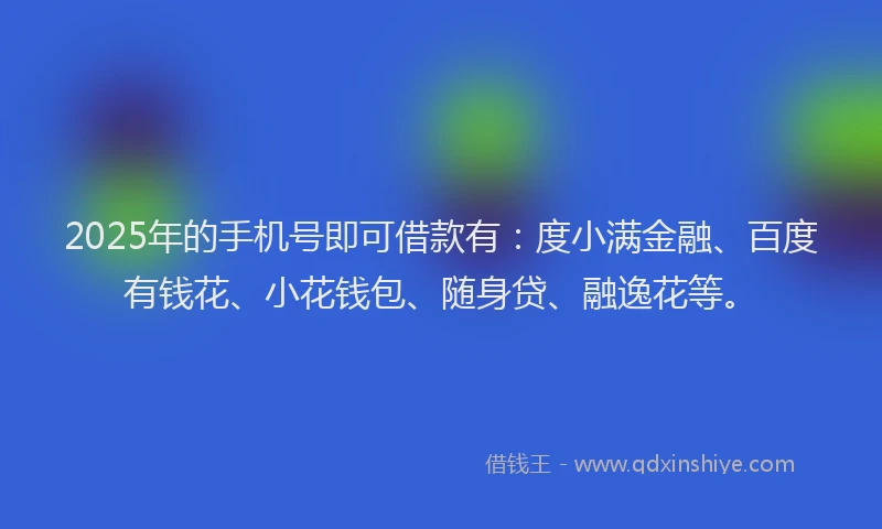 2025年的手机号即可借款有：度小满金融、百度有钱花、小花钱包、随身贷、融逸花等。