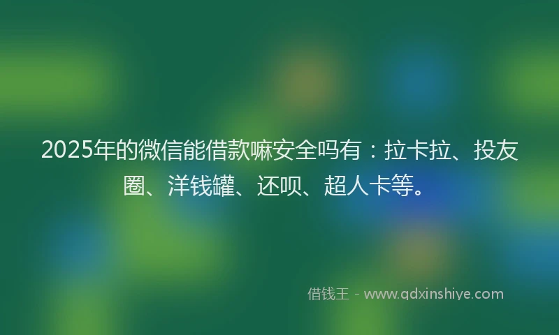 2025年的微信能借款嘛安全吗有：拉卡拉、投友圈、洋钱罐、还呗、超人卡等。