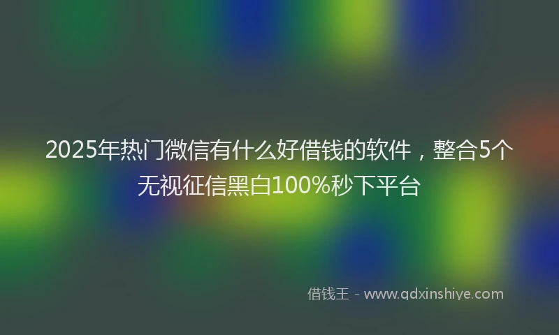 2025年热门微信有什么好借钱的软件，整合5个无视征信黑白100%秒下平台