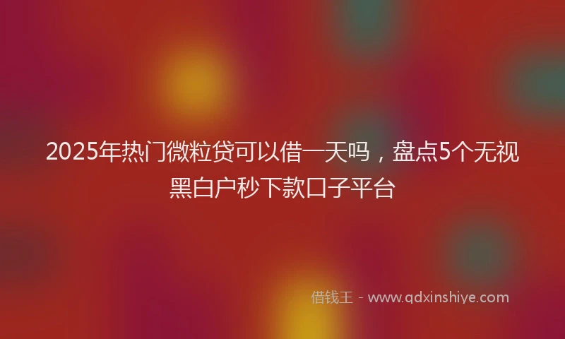 2025年热门微粒贷可以借一天吗，盘点5个无视黑白户秒下款口子平台