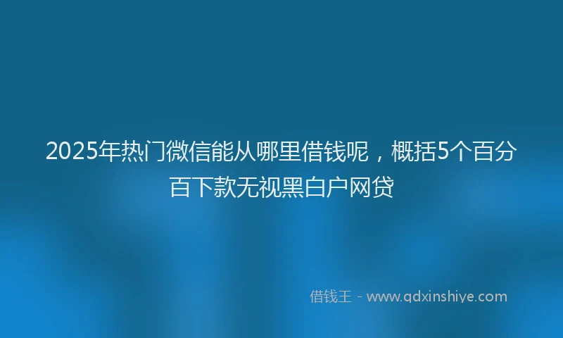 2025年热门微信能从哪里借钱呢，概括5个百分百下款无视黑白户网贷