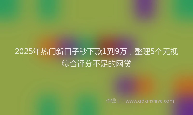 2025年热门新口子秒下款1到9万，整理5个无视综合评分不足的网贷