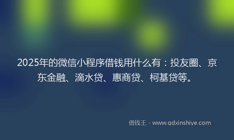 2025年的微信小程序借钱用什么有：投友圈、京东金融、滴水贷、惠商贷、柯基贷等。