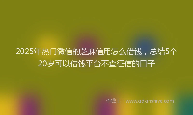 2025年热门微信的芝麻信用怎么借钱，总结5个20岁可以借钱平台不查征信的口子