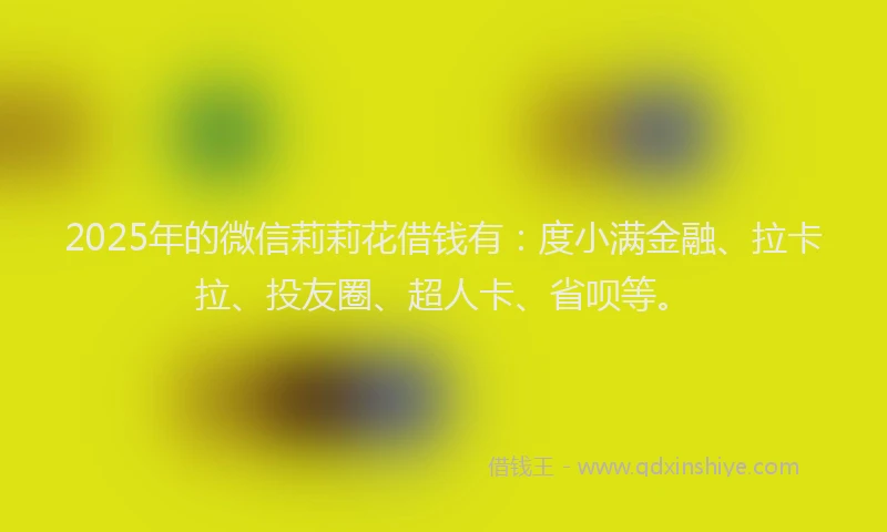 2025年的微信莉莉花借钱有：度小满金融、拉卡拉、投友圈、超人卡、省呗等。