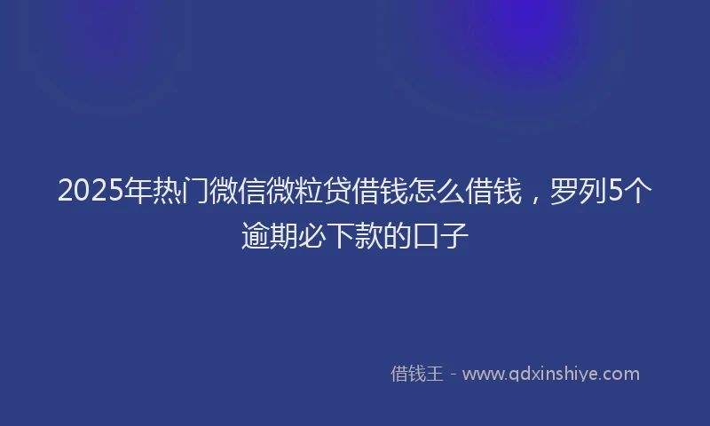 2025年热门微信微粒贷借钱怎么借钱，罗列5个逾期必下款的口子