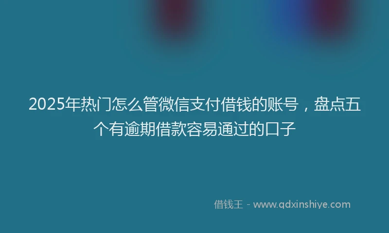 2025年热门怎么管微信支付借钱的账号，盘点五个有逾期借款容易通过的口子