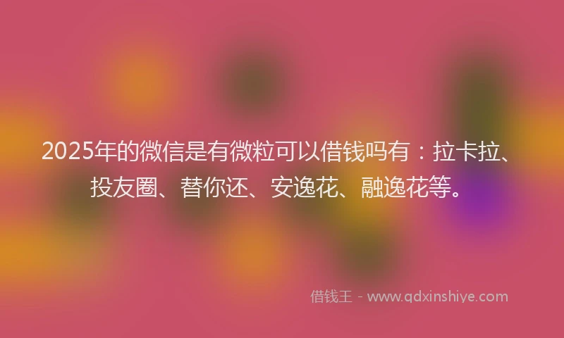 2025年的微信是有微粒可以借钱吗有：拉卡拉、投友圈、替你还、安逸花、融逸花等。