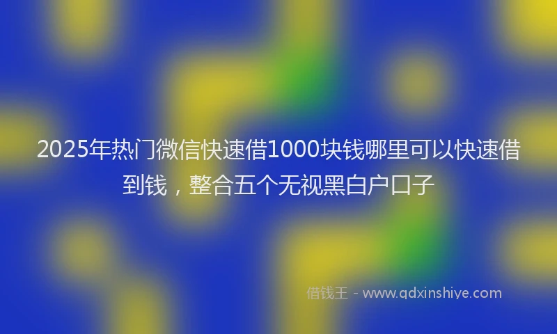 2025年热门微信快速借1000块钱哪里可以快速借到钱，整合五个无视黑白户口子