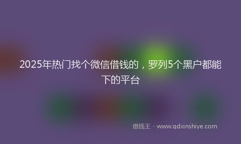 2025年热门找个微信借钱的，罗列5个黑户都能下的平台