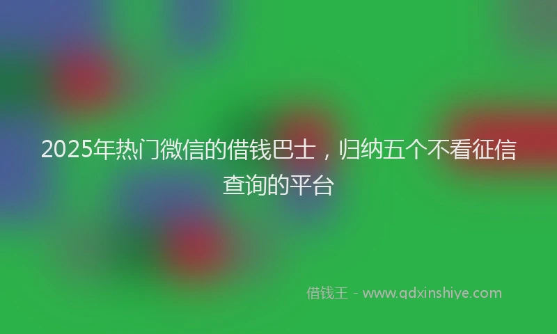 2025年热门微信的借钱巴士，归纳五个不看征信查询的平台